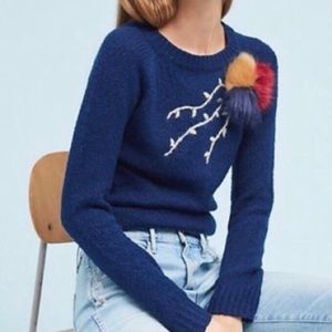 ANTHROPOLOGIE Field Flower Pom Pom Sweater Size XS